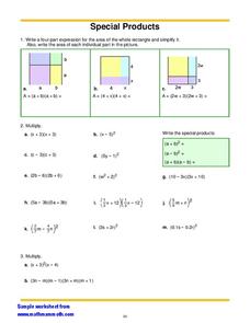 Special Products Worksheet