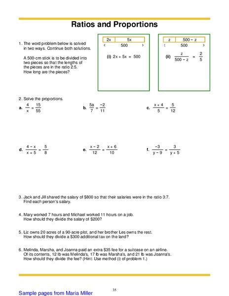 Ratios and Proportions Worksheet