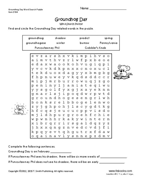 Groundhog Day Worksheet