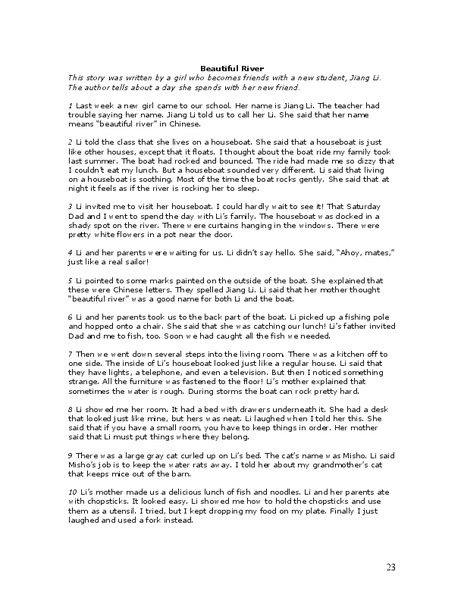 Beautiful River Worksheet