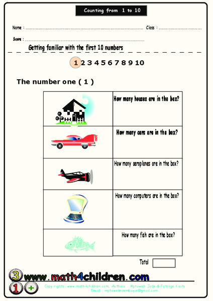 Counting From 1 to 10 Worksheet