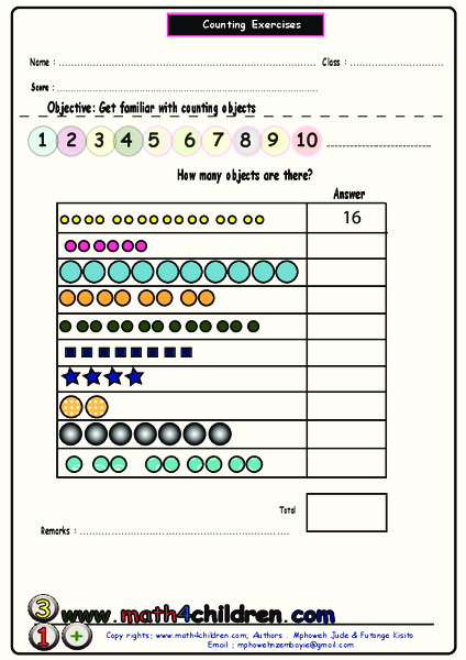 Counting Exercises Worksheet