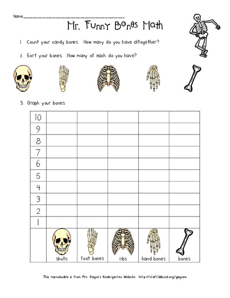 Mr. Funny Bones Math Worksheet