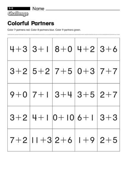 Colorful Partners Worksheet