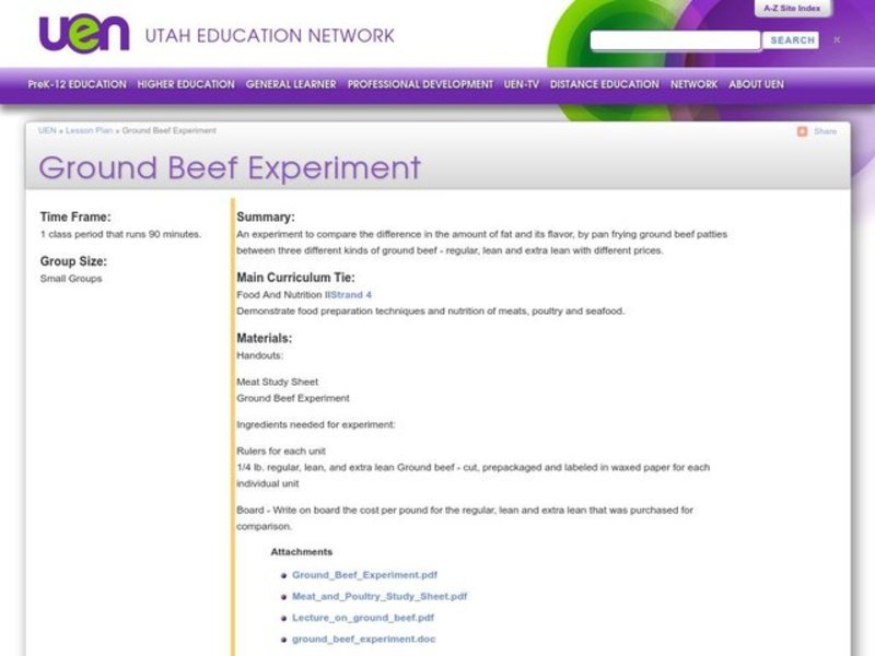 Ground Beef Experiment Lesson Plan
