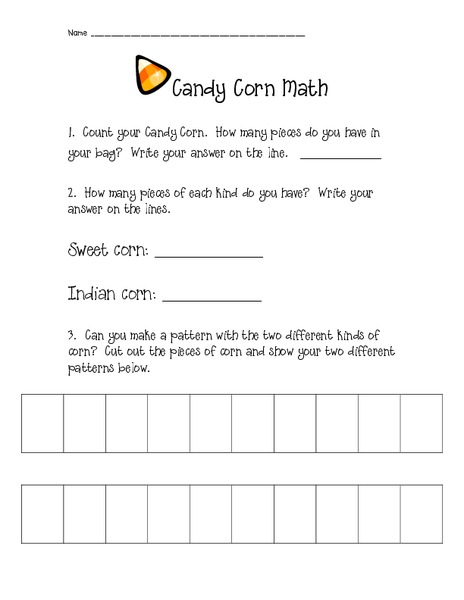 Candy Corn Math Worksheet