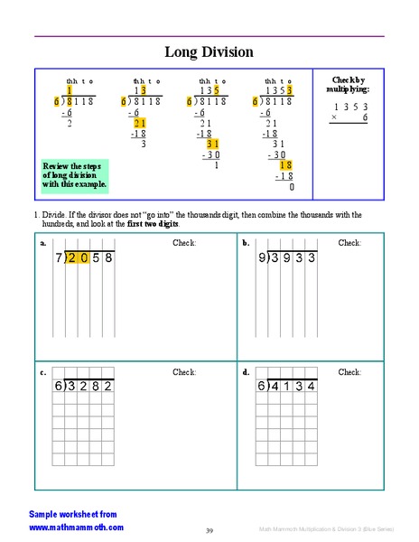 Long Division Worksheet