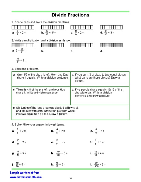 Divide Fractions 1 Worksheet