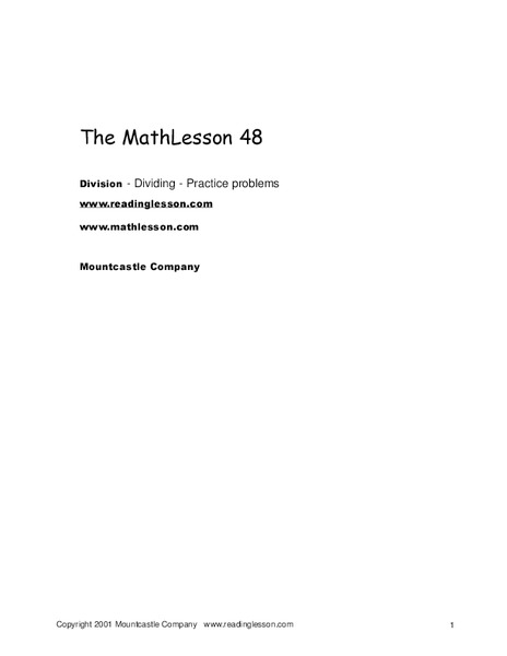 The Math Lesson 48: Division Practice Worksheet