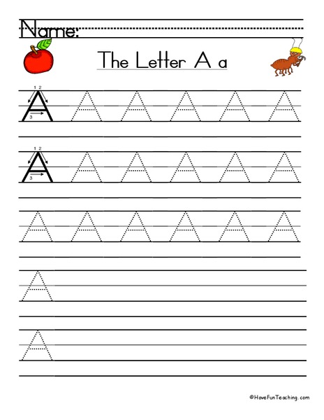 The Letter A Worksheet
