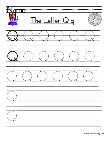 The Letter Qq Handwriting Practice Worksheet