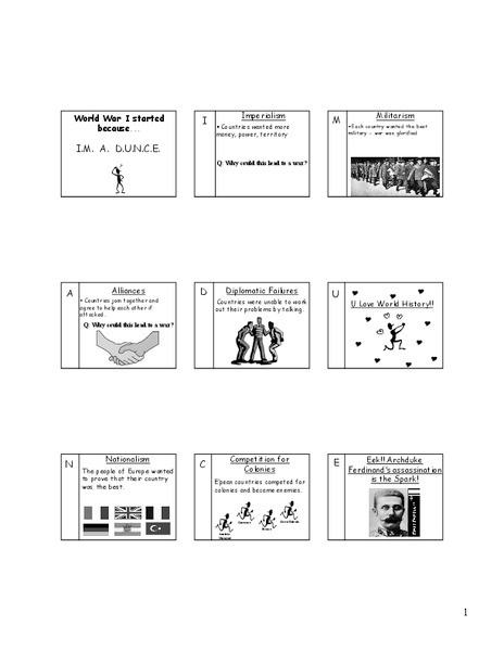 World War I Started Because I.M. A. D.U.N.C.E. Organizer