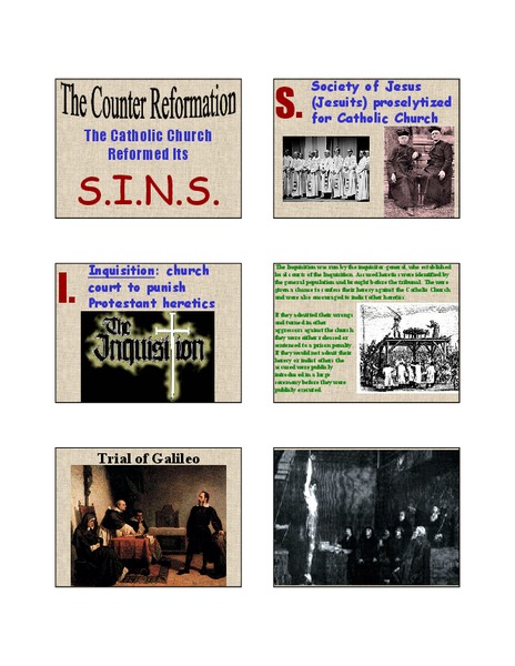 The Counter Reformation Worksheet