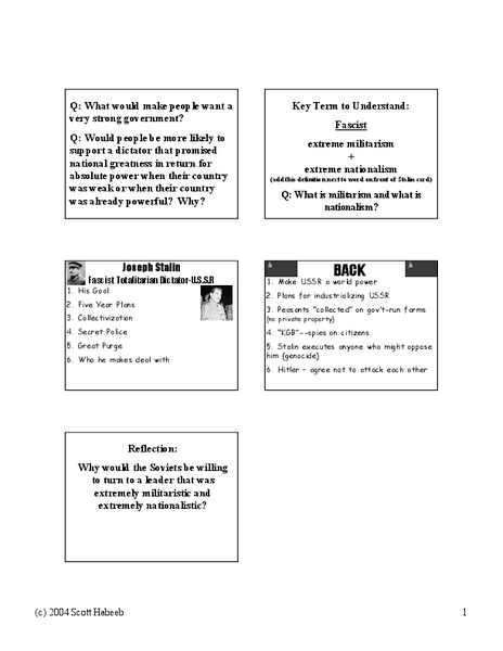 Joseph Stalin Worksheet