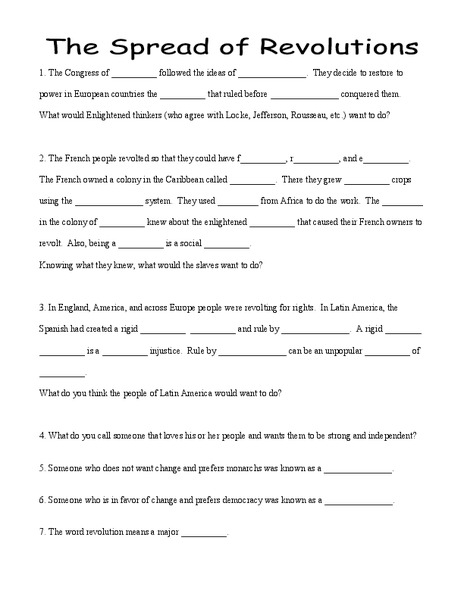 The Spread of Revolutions Organizer