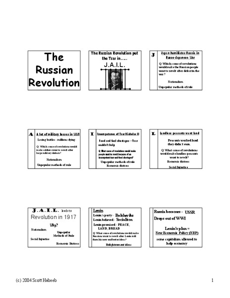 The Russian Revolution Worksheet