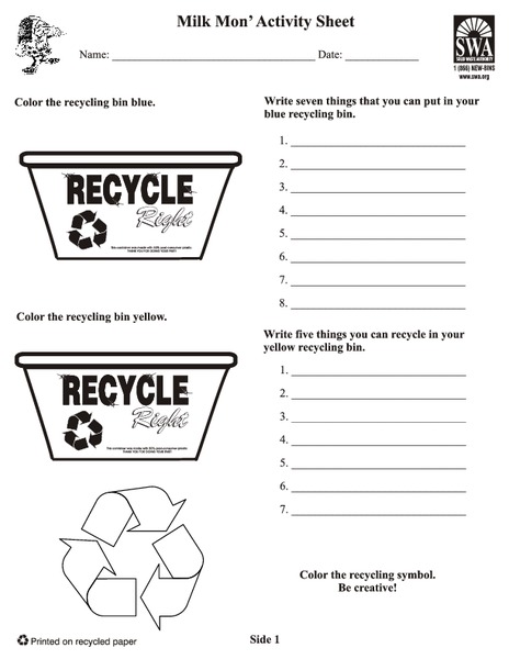 Milk Mon' Activity Sheet Worksheet