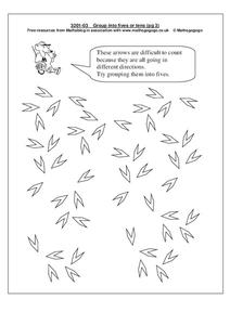 Group Into Fives or Tens Worksheet
