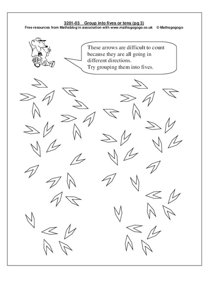 Group Into Fives or Tens Worksheet