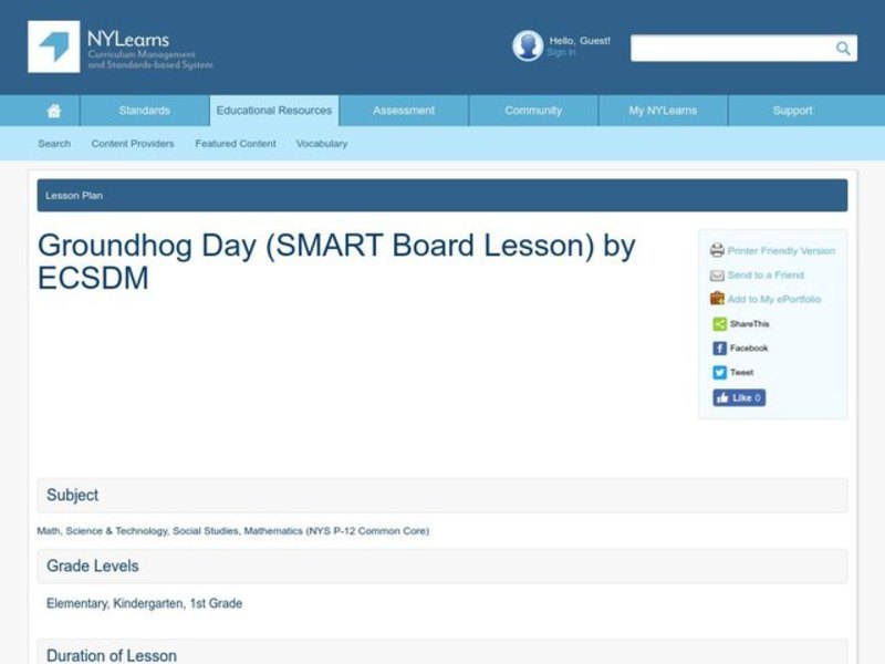 Groundhog Day Lesson Plan