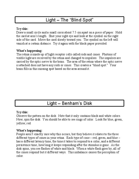 Light Lab Worksheet