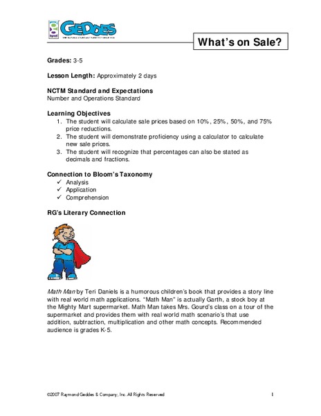 What's on Sale? Lesson Plan