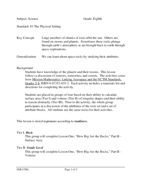 #3 The Physical Setting Lesson Plan