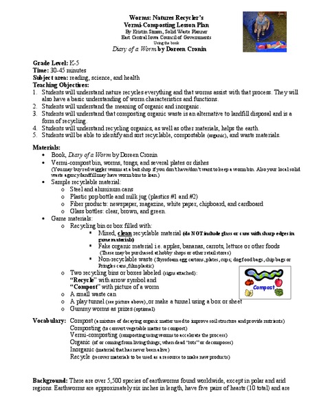 Worms: Nature's Recyclers Lesson Plan