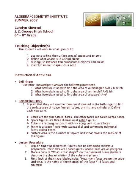Geometry Institute Lesson Lesson Plan