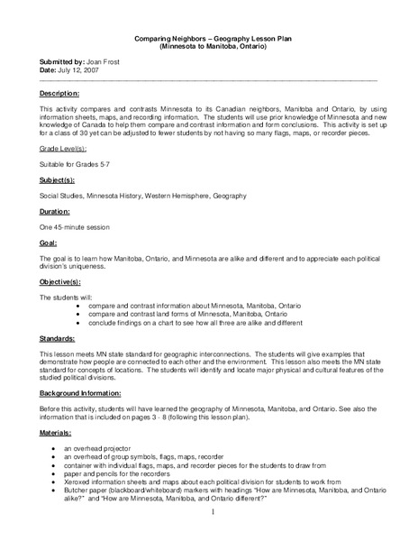 Comparing Neighbors Lesson Plan
