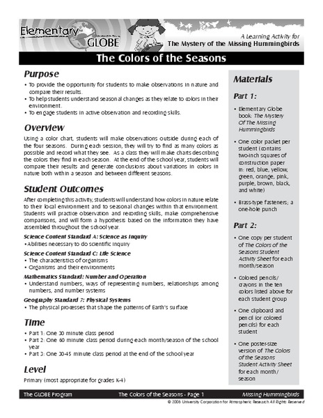 The Colors of Seasons Lesson Plan