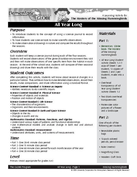 The Mystery of the Missing Hummingbirds Lesson Plan