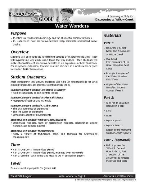 Water Wonders Lesson Plan