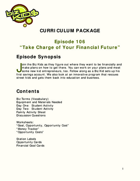 Take Charge of Your Financial Future Lesson Plan