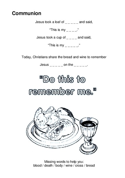 Christian Communion Activity Lesson Plan
