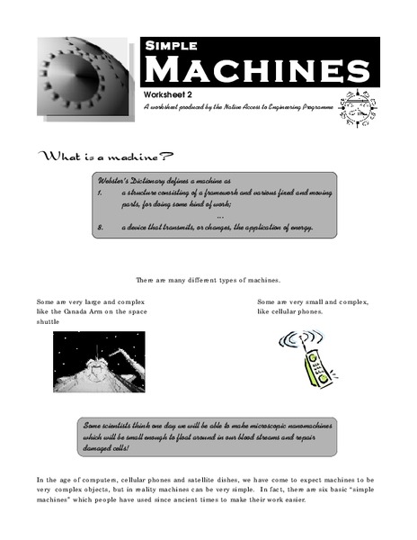 Simple Machines Worksheet