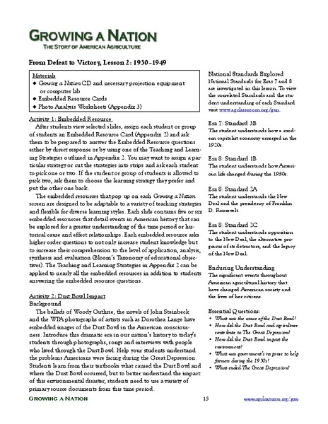 Growing a Nation Lesson Plan