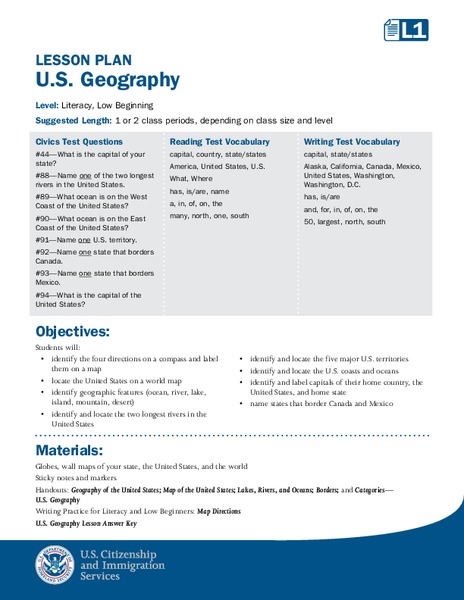 Capitals, Oceans, And Border States Lesson Plan