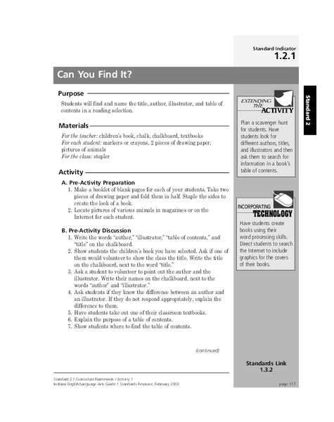 Can You Find It? Lesson Plan