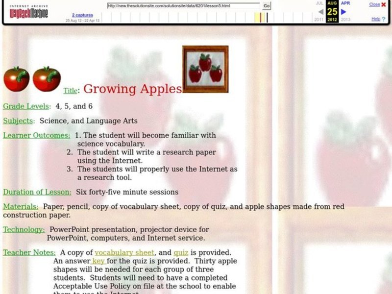 Growing Apples Lesson Plan