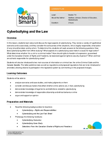 Cyberbullying and the Law Lesson Plan