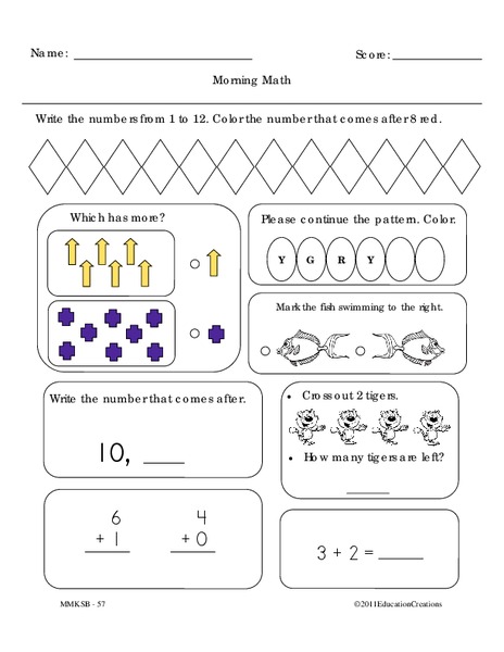 Morning Math Worksheet