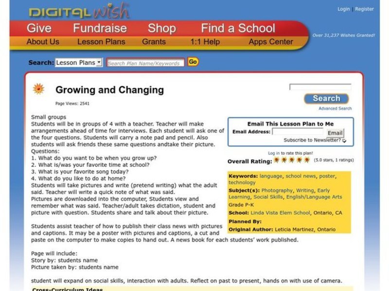 Growing and Changing Lesson Plan