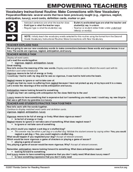 Vocabulary: Make Connections with New Vocabulary Lesson Plan