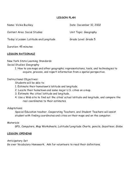 Latitude and Longitude Lesson Plan