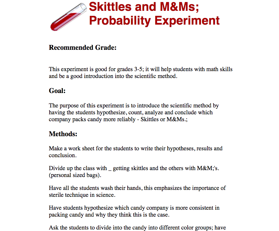 Skittles &amp; M&amp;Ms Probability Experiment Lesson Plan