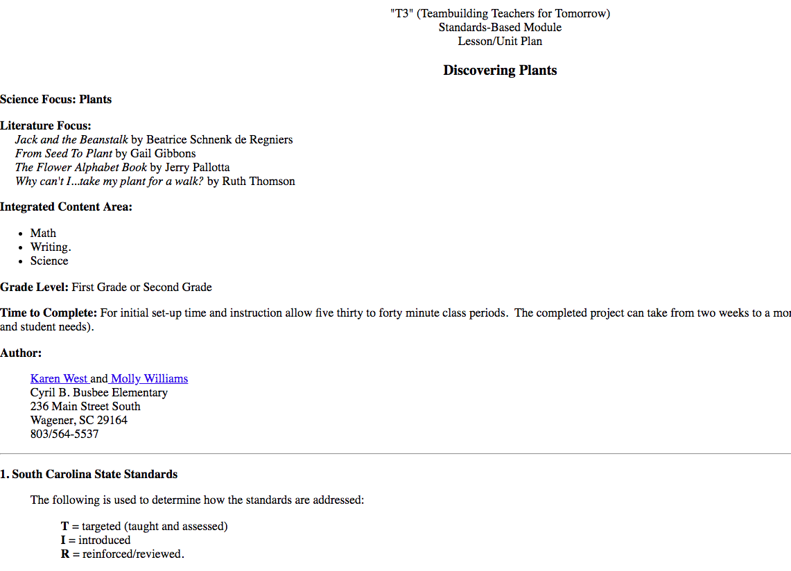 Discovering Plants Lesson Plan