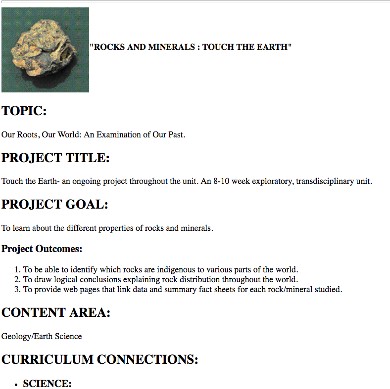 Rocks and Minerals: Touch the Earth Lesson Plan
