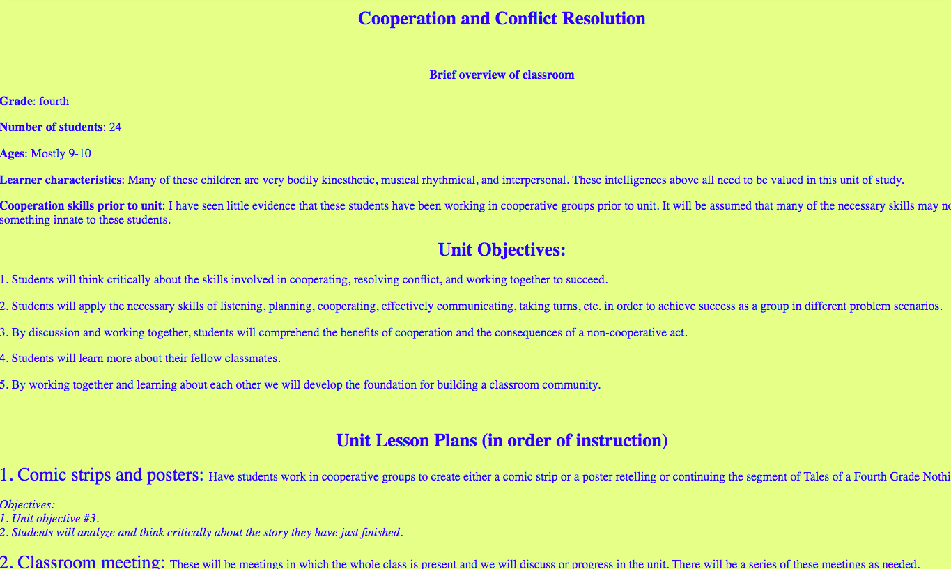 Cooperation and Conflict Resolution Lesson Plan