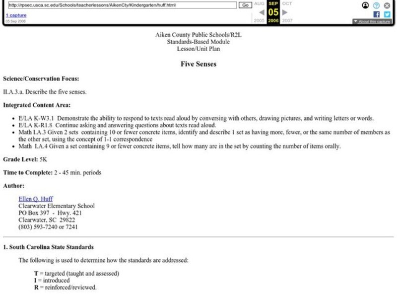 Five Senses: Brave Little Monster Lesson Plan